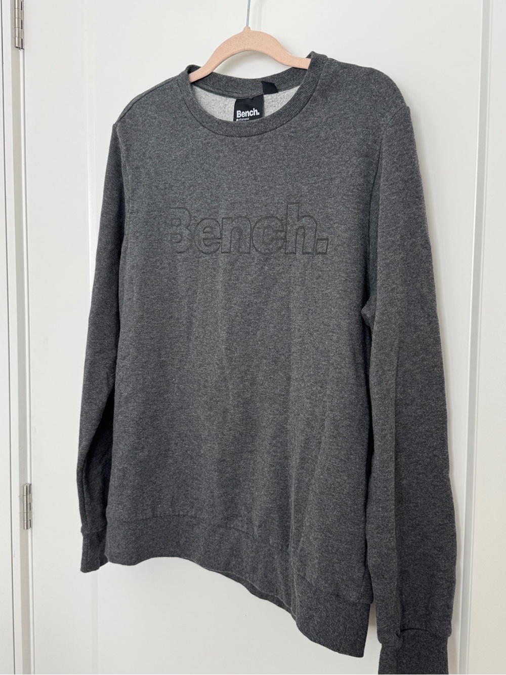 Men’s Bench Dark Gray Embossed Logo Crewneck Sweater